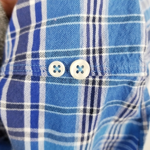 Ralph Lauren Blue Plaid Short Sleeve Button Front Shirt, size XXL - Picture 7 of 9